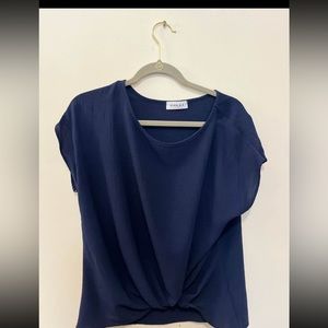 Navy Twist Hem Detail Top